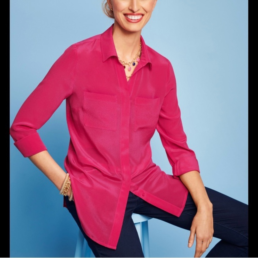 Talbots Women's Pink Button-Up Blouse. Excellent condition like new